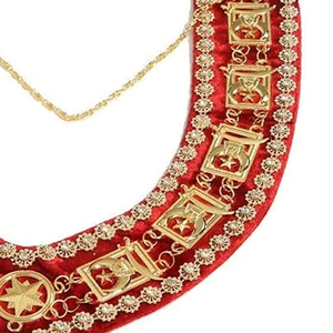 Collier Maçonnique Plaqué Or 2024, Meilleure Vente, avec Support en Velours Rouge et Strass Dorés, Qualité Supérieure - Product Image 3