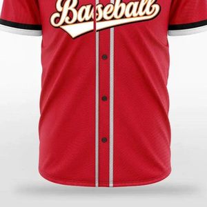 Maillot de baseball rouge pour homme, manches courtes, boutonné, avec numéro 10 et imprimé baseball sur le devant, en polyester respirant, vêtement de sport. - Product Image 5