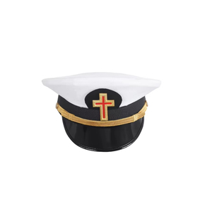 Gorra de fatiga de los Caballeros Templarios Past Grand Com con trabajo fino y trenza dorada bordada a mano, insignia masónica ceremonial. - Product Image 4
