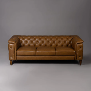 Sofá Chesterfield de 3 Plazas Personalizable, de Lujo, Moderno, Europeo, de Alta Calidad, en Cuero Genuino Marrón, para Sala de Estar o Dormitorio - Product Image 5