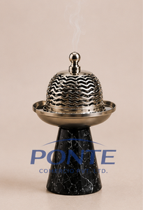 Quemador de incienso moderno de metal con base de mármol negro natural, soporte para Bakhoor en oro antiguo y Dhoop Dani para decoración de hogar de alta gama. - Product Image 3