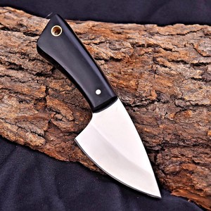 Cuchillo EDC de hoja fija personalizado, mango de cuerno negro, funda de cuero, OEM personalizable, hoja completa de acero 12c27, industrial - Product Image 2