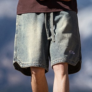 Wholesale Summer Vintage Fashion Casual Breathable <b>Woven</b> Denim <b>Shorts</b> Straight Regular Fit for <b>Men</b> - Product Image 2