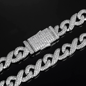 New Arrival Matrix Jewel C78 20mm Moissanite Diamonds Studded Infinity Link Two Tone Iced Hip Hop <b>Rapper</b> <b>Chain</b> Reasonable Prices - Product Image 4