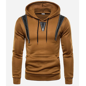 Sudadera con Capucha Personalizada para Hombre, Diseño con Cremallera de Color Sólido, Corte Ajustado, Informal, de Forro Polar, para Otoño, Manga Larga, de Algodón Tejido - Product Image 1
