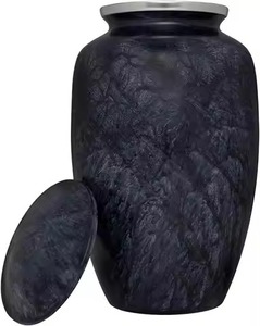 Blaue Metall-Urne mit Mond- und Nachteinschaukel-Szenerie-Design und Silberverzierung für Erwachsenen-Asche, Dekorative Gedenkurne - Product Image 4