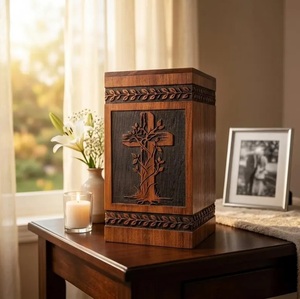 Wooden Urn <b>for</b> Human Ashes – Christian Cross Cremation Urn, Handcrafted Rosewood <b>Memorial</b> Ocean Heart Resin Wooden Cremation Urn - Product Image 5