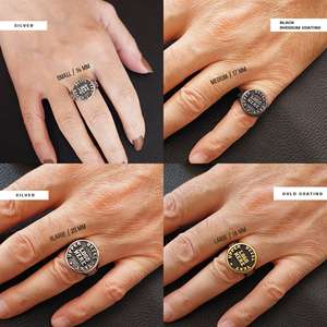 Bague personnalisée BOJ 029, gravée avec votre nom et vos logos sur mesure, faite à la main en argent 925 plaqué or, design unique, prix bas, en solde - Product Image 4