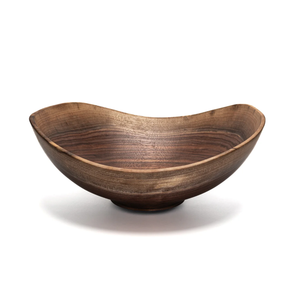 Bol de service en bois artisanal à double compartiment avec poignées sculptées - Product Image 4