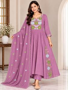 Dhwaja Export <b>Women</b> MUL CHANDERI WITH WORK <b>KURTI</b> PAIR - Product Image 2