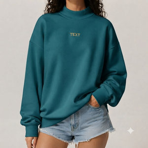 เสื้อสเวตเชิ้ตโอเวอร์ไซส์คอเต่าพิมพ์ลายย้อมสีสำหรับผู้หญิง สไตล์สตรีทแวร์ ผ้าคอตตอนผสม แขนยาว ใส่สบาย เหมาะสำหรับฤดูใบไม้ร่วงและฤดูหนาว - Product Image 1