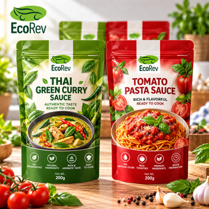 EcoRev Stand Resealable Zipper Top Silk Screen Printed Food Packaging Bags Laminated LDPE <b>Heat</b> Seal Aseptic Ready Eat Meals - Product Image 2