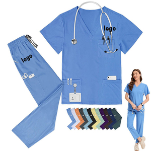 Nouveau style, faible MOQ, ensemble d'uniformes de travail unisexe pour infirmières et professionnels de spa, comprenant un pantalon droit basique et un haut de blouse, pour femmes. Uniforme de infirmière. - Product Image 1