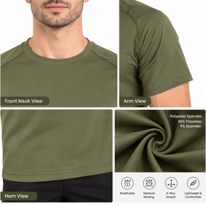 T-shirt pour homme en coton 100% OEM, coupe classique, manches courtes, col rond, couleur unie, tricoté, décontracté, pour le travail quotidien - Product Image 4