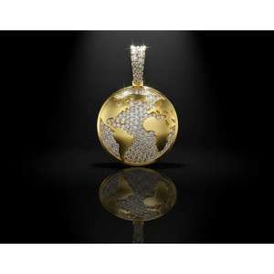 จี้รูปแผนที่โลกประดับเพชรโมอิสซาไนต์ สไตล์ฮิปฮอป ทรงลูกโลกสีทอง ประดับเพชรหรูหรา สร้อยคอแฟชั่นสุดหรู สีเงิน สีทอง 10K 14K - Product Image 1