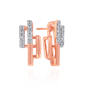 Boucles d'oreilles clous en or rose plaqué, diamants ronds taille brillant cultivés en laboratoire, design minimaliste, bijoux pour femme au quotidien - Product Image 3