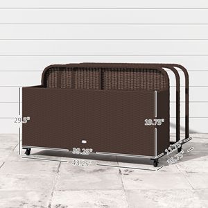 Organizzatore Galleggiante per Piscina in Rattan PE Marrone con Ruote - Product Image 3