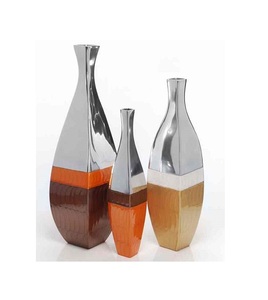 Silver Metal <b>Vases</b> <b>Set</b> Of <b>3</b> Handmade Minimalist Tabletop Decorative <b>Vases</b> Wedding Anniversary Decorations - Product Image 5