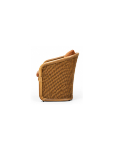 Sillón Moderno de Ratán con Tapicería de Cuero Sintético y Patas de Madera para Comedor al Aire Libre, Terraza, Hotel, Apartamento - Product Image 3