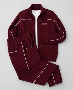 ชุดวอร์มมีฮู้ดพิมพ์ลาย ONETEN APPARELS สีเบอร์กันดี แขนยาว ซิปด้านหน้า สีพื้น มีกระเป๋าข้าง สวมใส่สบายๆ สำหรับฤดูใบไม้ร่วง - Product Image 1