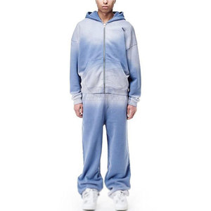 Ensemble de survêtement délavé pour homme – Style décontracté en mélange de coton doux, deux pièces : pantalon de jogging et sweat à capuche zippé – Confortable pour le quotidien - Product Image 5