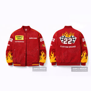 Chaqueta Varsity Personalizada Flame Racing, Chaqueta Bomber con Logotipo Personalizado, Chaqueta Vintage de Motociclismo y Streetwear - Product Image 3
