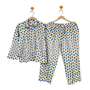 Conjunto de Pijama de Algodón 100% con Estampado Floral para Mujer, Manga Larga, Cuello Camisero, Suave, Ropa de Dormir Larga, Ropa Casual - Product Image 5