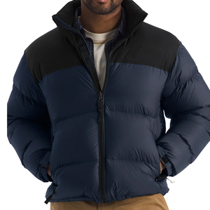 Chaqueta Acolchada para Hombre con Bloques de Color, Cuello Alto, Cierre de Cremallera, Relleno de Poliéster, Uso Casual de Invierno, Largo Regular, Parte Delantera Tejida - Product Image 1