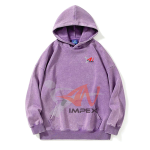 Sudadera con capucha vintage para hombre, 330 g/m², efecto desgastado por el sol, sin cordón, calidad E, gris lavado ácido, primavera-otoño 2026, venta al por mayor - Product Image 4