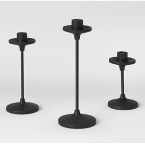 ชุดเชิงเทียนแบบเสาสำหรับตกแต่งบ้านสไตล์นอร์ดิกเชิงเทียน PC สีดำ3ชิ้น - Product Image 1