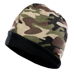 100% Cotton Large Reversible Beanie Caps Mili Camo/Black Flame <b>Resistant</b> FR-16 oz Safety <b>Clothing</b> - Product Image 1