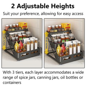 Estante de especias de metal negro de 3 niveles para botellas de salsa, recipientes de aceite, frascos de condimentos y se puede usar como estante de almacenamiento para el baño. - Product Image 5