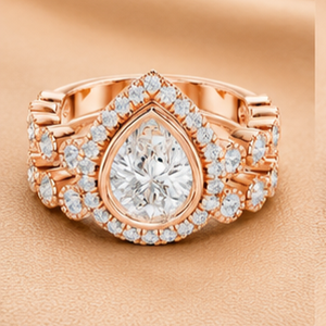 Anillo de Compromiso y Boda de Diamantes con Halo en Forma de Lágrima para Mujer, Joyería de Lujo con Corte de Pera, Regalo - Product Image 4