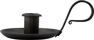 Support de bougie noir vintage en fer, style campagnard, minimaliste, accessoire d'éclairage, support pour bougies cylindriques et en cire - Product Image 4