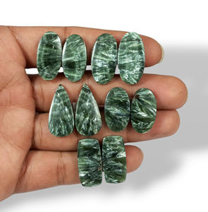 Paire de séraphinite naturelle, cabochon, vente en gros, pierres précieuses en vrac, chakra, spirituel, Reiki, brut - Product Image 6