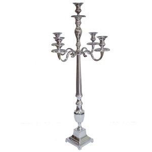 Luxury Handmade Aluminum Silver Plated Five-Arm <b>Candelabra</b> for Wedding Christmas Event Decorations - Product Image 3