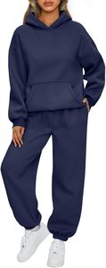 Ladies Pullover Hoodie with Matching Pants Two Piece <b>Set</b> Cozy Warm Sweat Suit Stylish Daily Wear Tracksuit for Womens - Product Image 2
