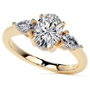 Hermoso anillo de compromiso ovalado y en forma de pera con 3 diamantes cultivados en laboratorio de 18k/22k/24k con anillo oculto, joyería para mujer. - Product Image 3