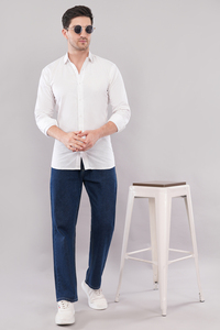Chemise en coton à manches longues pour homme, coupe classique, blanche unie, décontractée, boutonnée, respirante, légère, pour l'été, col ouvert - Product Image 2