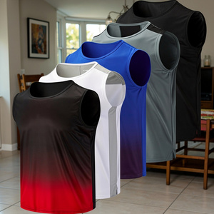 Camiseta sin Mangas de Alta Calidad para Hombre, Tejida, 100% Poliéster, de Secado Rápido, Transpirable, para Deporte, Baloncesto, Fitness, Gimnasio, Suave, Color Sólido - Product Image 3