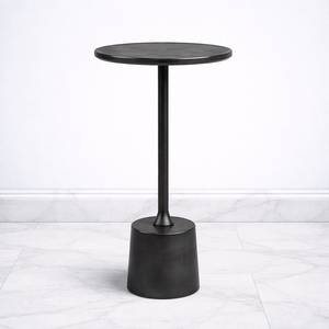 Modern Slim Pedestal Accent Bar <b>Table</b> <b>Matte</b> Finish Round Top Compact Space Efficient Design Strong Base for Modern Interiors - Product Image 1