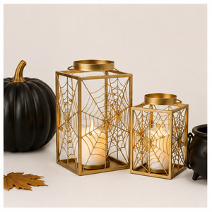 Handmade Gold Metal Spider Web Candle <b>Lantern</b> Decorative Halloween <b>Lantern</b> Centerpiece Candle Holder for Home and Events - Product Image 4