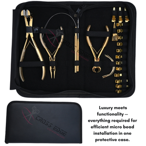 Kit d'outils pour extensions de cheveux avec micro-anneaux et bandes adhésives, comprenant des pinces en acier inoxydable, un coupe-fil et des accessoires d'installation - Product Image 6