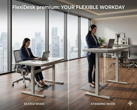 Lumetal verstelbare computerbureau met lade, glazen blad en metalen frame, kantoorwerkplek model S7132