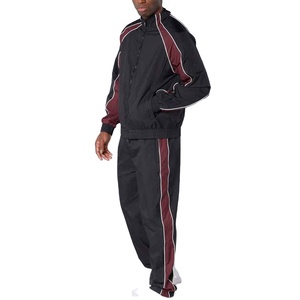Ensemble de survêtement en nylon de haute qualité, veste coupe-vent réfléchissante imperméable à fermeture éclair en polyester et pantalon de jogging - Product Image 1