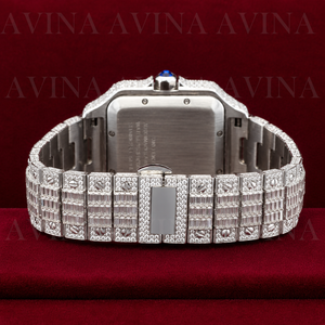 Reloj de Lujo de Edición Limitada con Incrustaciones de Moissanita para Hombre |   Reloj de Pulsera Cuadrado Automático Analógico de Acero Inoxidable con Cristal de 20 mm, Estilo Hip Hop - Product Image 3