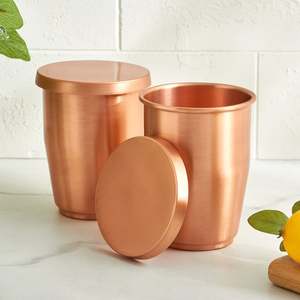 Gobelet en cuivre écologique de qualité supérieure, classique, 500 ml, personnalisable, pour usage domestique, idéal comme cadeau, avec couvercles, adapté à l'eau bouillante - Product Image 1