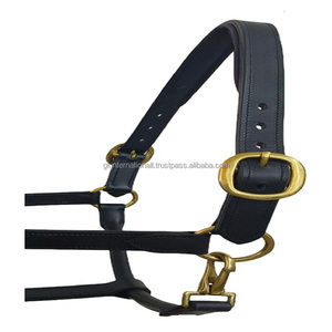 Bridon de cheval en cuir sur mesure, licol d'équitation de course, confortable, rembourré, en cuir anglais noir - Product Image 1