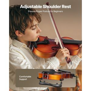 Set Violino Mezzo Formato per Adulti Principianti con Custodia Rigida, Resina, Arco, Supporto Spalla, Ponticello, Accordatore e Tastiera in Plastica - Product Image 5