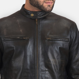 Chaqueta de cuero PU de longitud media para hombre, estilo casual de otoño e invierno, chaqueta de lona con capucha y cuello alto para hombre joven. - Product Image 3